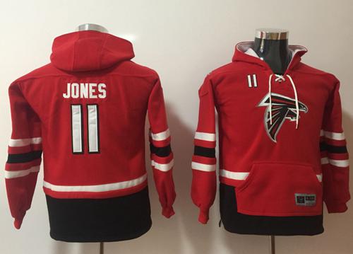 Nike Falcons #11 Julio Jones Red/Black Youth Name & Number Pullover NFL Hoodie
